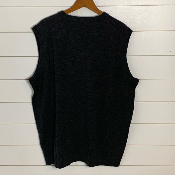 Merino Wool Hart Schaffner Marx Black V Neck Extra Fine Vest - Men's XLT office - Picture 4 of 13